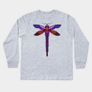 Purple Dragonfly Kids Long Sleeve T-Shirt